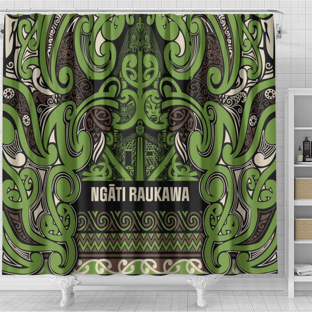 Aotearoa Iwi Ngati Raukawa Shower Curtain Maori Wharenui House Tribal Pattern LT9 - Polynesian Pride