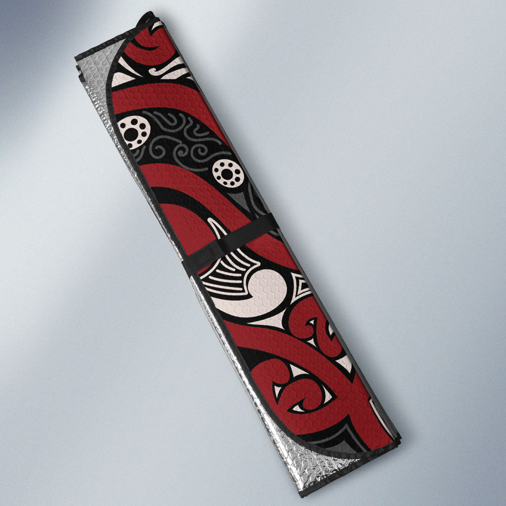 Aotearoa Iwi Ngati Toa Auto Sun Shade Maori Wharenui House Tribal Pattern LT9 - Polynesian Pride
