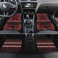 Aotearoa Iwi Ngati Toa Car Mats Maori Wharenui House Tribal Pattern LT9 Set 4pcs Dark Red - Polynesian Pride