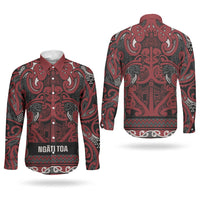 Aotearoa Iwi Ngati Toa Couples Matching Off Shoulder Short Dress and Long Sleeve Button Shirt Maori Wharenui House Tribal Pattern LT9 - Polynesian Pride
