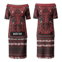 Aotearoa Iwi Ngati Toa Couples Matching Puletasi and Hawaiian Shirt Maori Wharenui House Tribal Pattern LT9 - Polynesian Pride