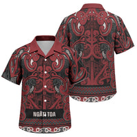 Aotearoa Iwi Ngati Toa Family Matching Short Sleeve Bodycon Dress and Hawaiian Shirt Maori Wharenui House Tribal Pattern LT9 Son's Shirt Dark Red - Polynesian Pride
