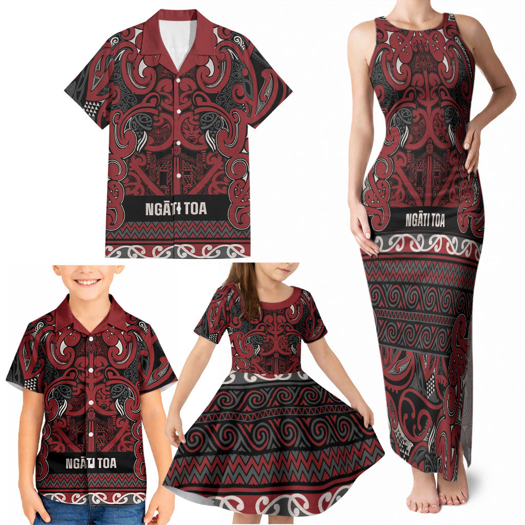 Aotearoa Iwi Ngati Toa Family Matching Tank Maxi Dress and Hawaiian Shirt Maori Wharenui House Tribal Pattern LT9 - Polynesian Pride