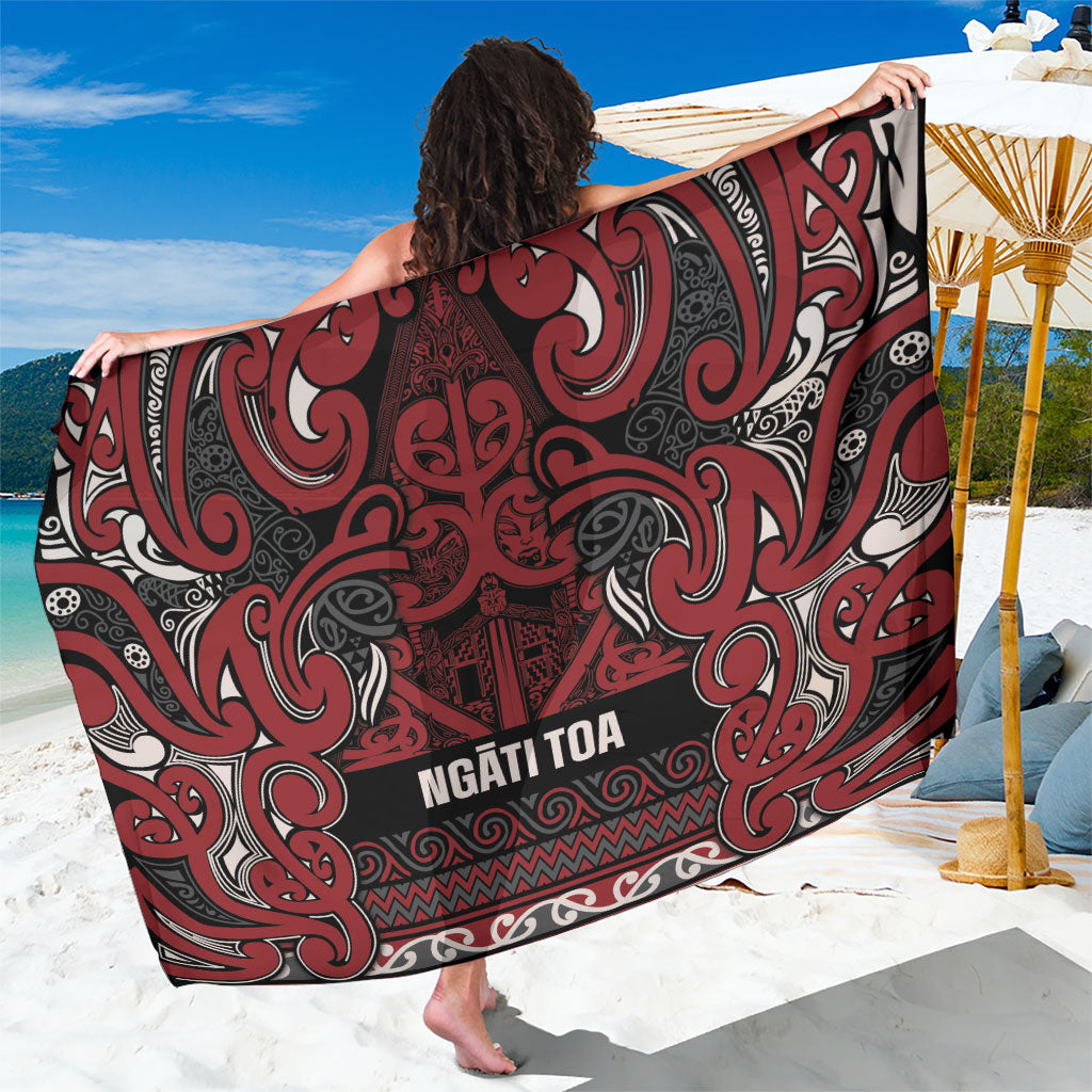 Aotearoa Iwi Ngati Toa Sarong Maori Wharenui House Tribal Pattern LT9 One Size 44 x 66 inches Dark Red - Polynesian Pride