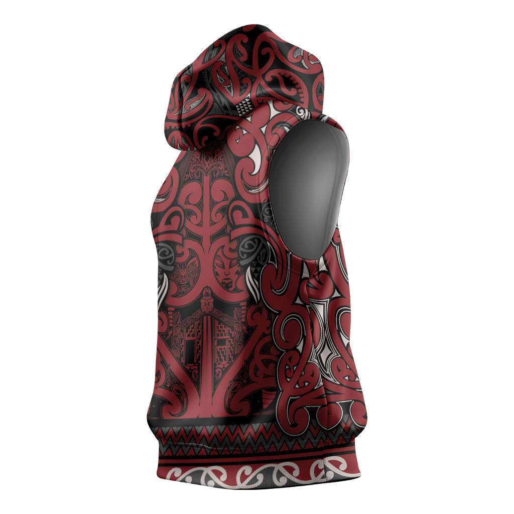 Aotearoa Iwi Ngati Toa Sleeveless Hoodie Maori Wharenui House Tribal Pattern LT9 - Polynesian Pride