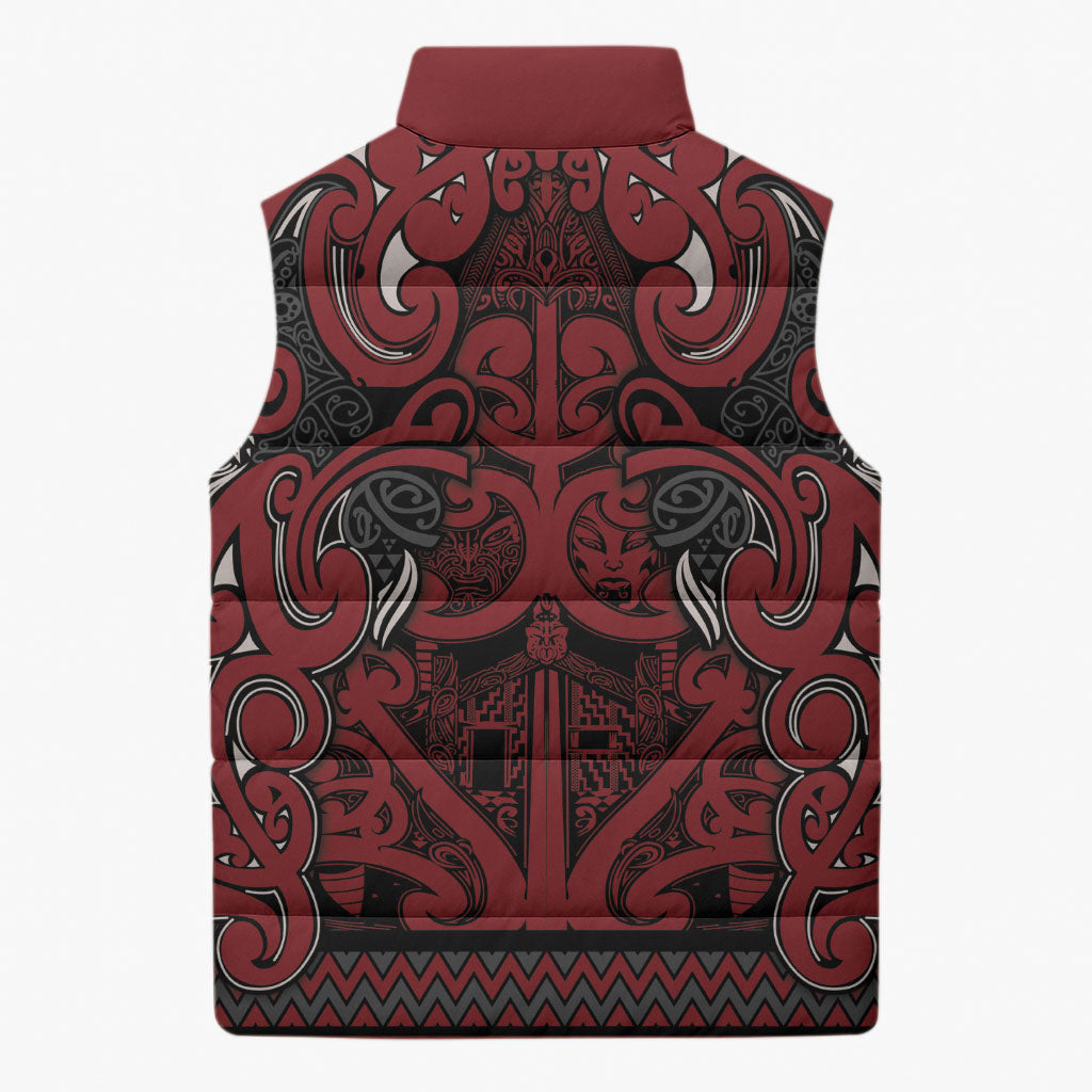 Aotearoa Iwi Ngati Toa Sleeveless Puffer Jacket Maori Wharenui House Tribal Pattern LT9 - Polynesian Pride