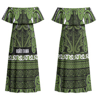 Aotearoa Iwi Ngāti Tama ki Taranaki Trust Couples Matching Off Shoulder Maxi Dress and Hawaiian Shirt Maori Wharenui House Tribal Pattern LT9 - Polynesian Pride