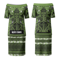 Aotearoa Iwi Ngāti Tama ki Taranaki Trust Couples Matching Puletasi and Hawaiian Shirt Maori Wharenui House Tribal Pattern LT9 - Polynesian Pride