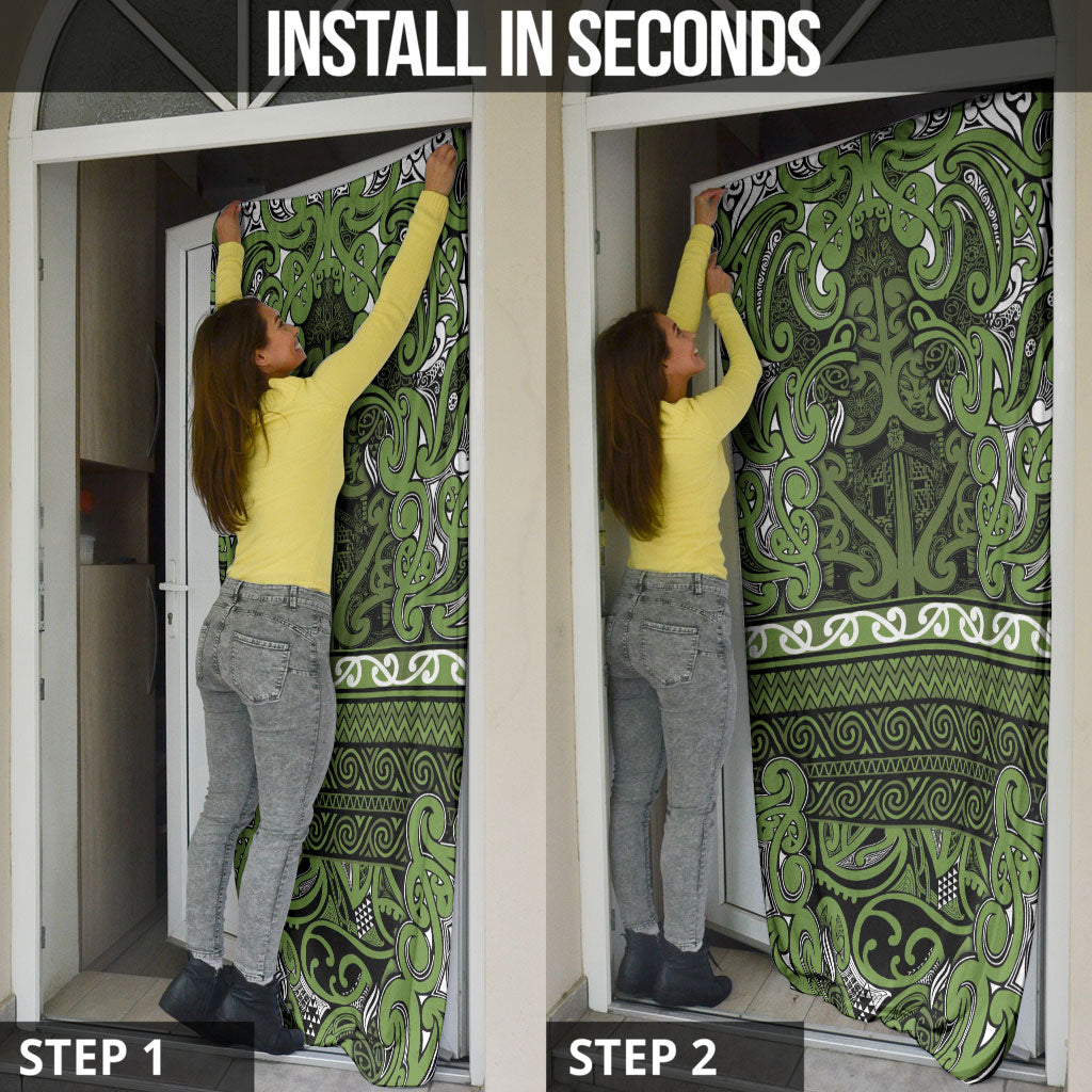 Aotearoa Iwi Ngāti Tama ki Taranaki Trust Door Cover Maori Wharenui House Tribal Pattern LT9 - Polynesian Pride