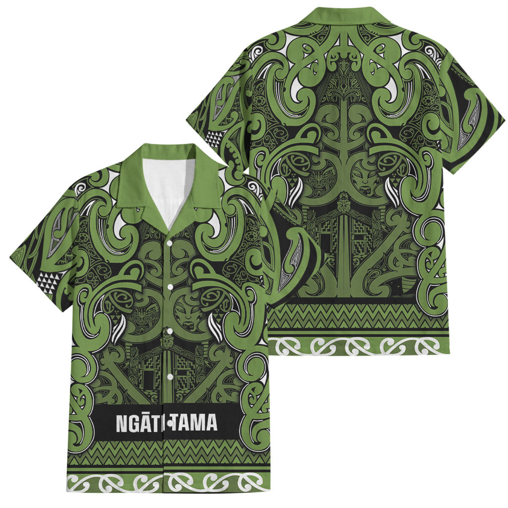 Aotearoa Iwi Ngāti Tama ki Taranaki Trust Family Matching Short Sleeve Bodycon Dress and Hawaiian Shirt Maori Wharenui House Tribal Pattern LT9 Dad's Shirt - Short Sleeve Lime - Polynesian Pride