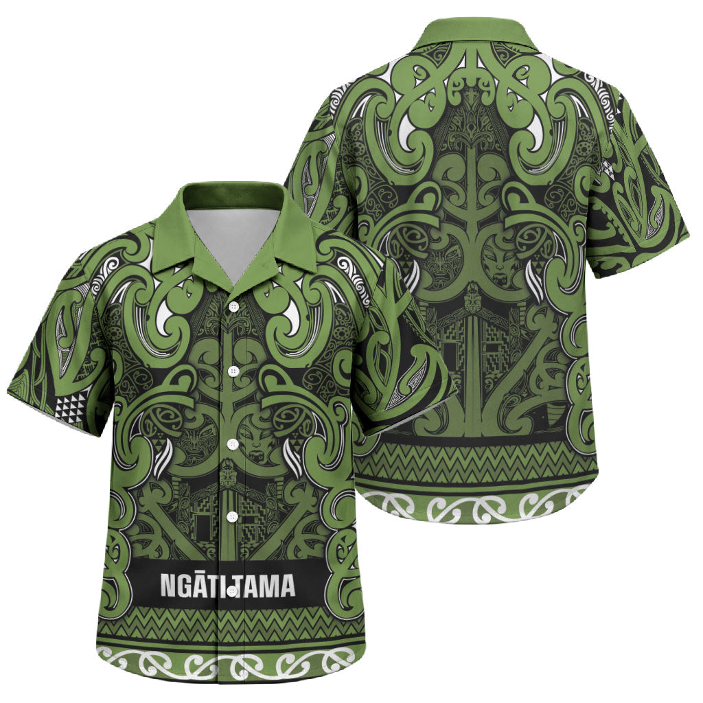 Aotearoa Iwi Ngāti Tama ki Taranaki Trust Family Matching Tank Maxi Dress and Hawaiian Shirt Maori Wharenui House Tribal Pattern LT9 Son's Shirt Lime - Polynesian Pride