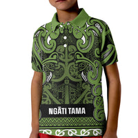 Aotearoa Iwi Ngāti Tama ki Taranaki Trust Kid Polo Shirt Maori Wharenui House Tribal Pattern LT9 Kid Lime - Polynesian Pride