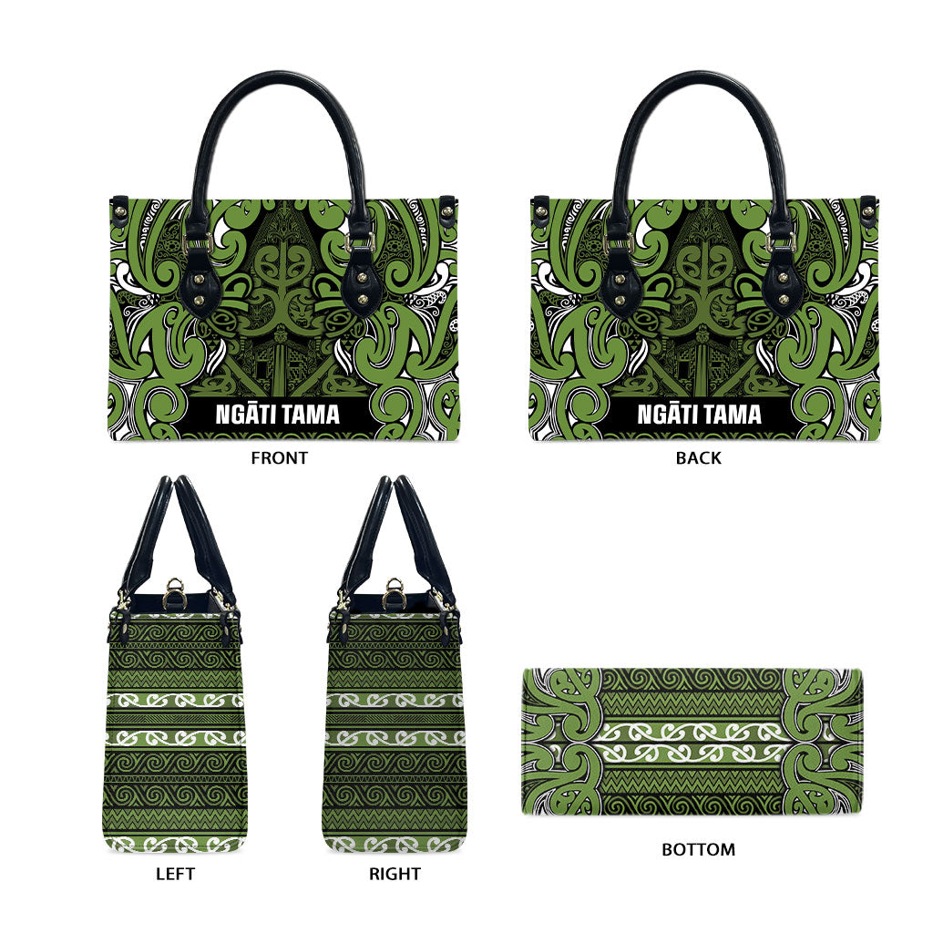 Aotearoa Iwi Ngāti Tama ki Taranaki Trust Leather Bag Maori Wharenui House Tribal Pattern LT9 - Polynesian Pride