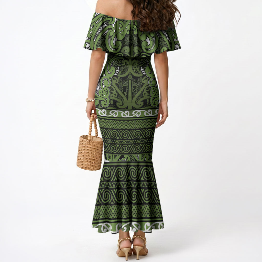 Aotearoa Iwi Ngāti Tama ki Taranaki Trust Mermaid Dress Maori Wharenui House Tribal Pattern LT9 - Polynesian Pride