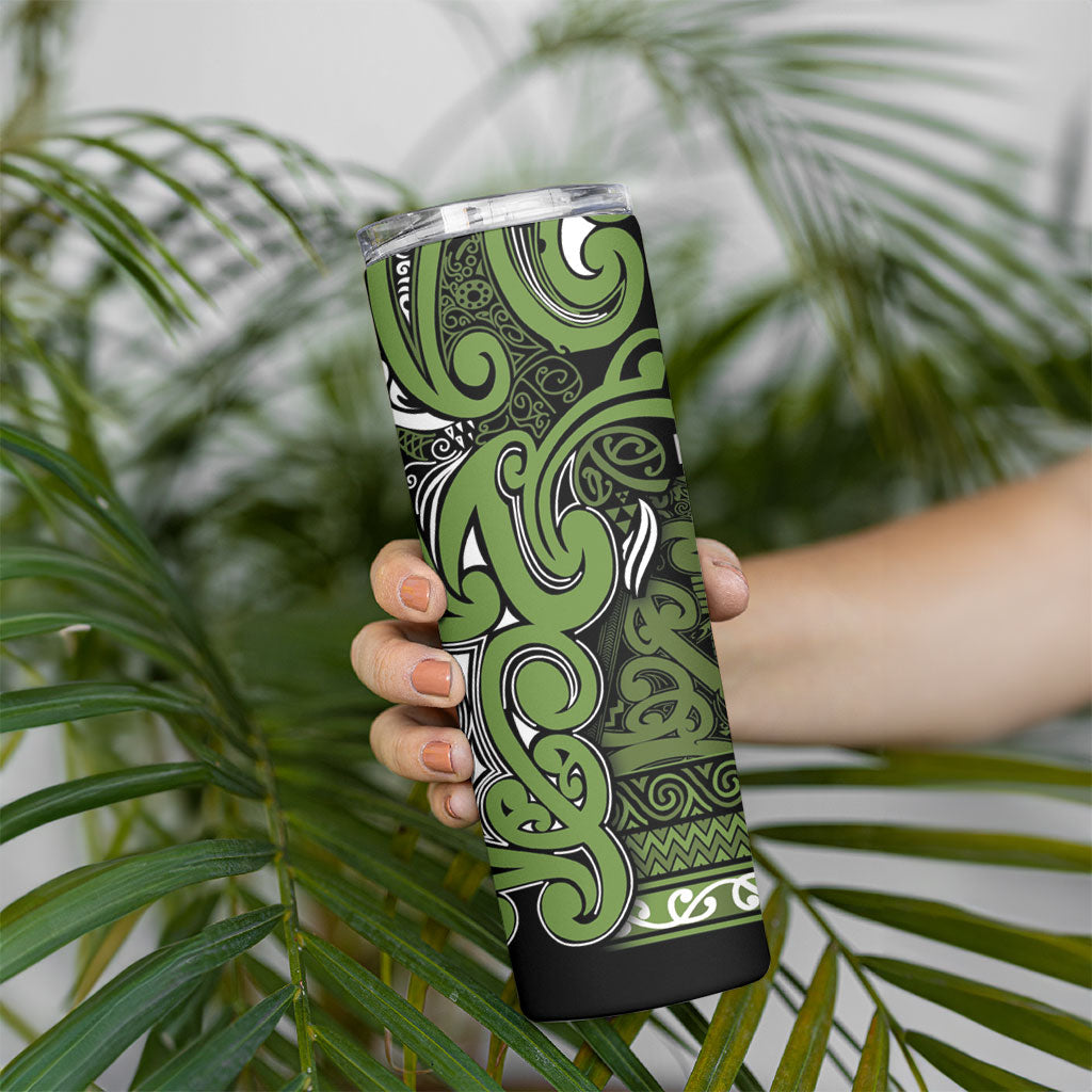 Aotearoa Iwi Ngāti Tama ki Taranaki Trust Skinny Tumbler Maori Wharenui House Tribal Pattern LT9 - Polynesian Pride