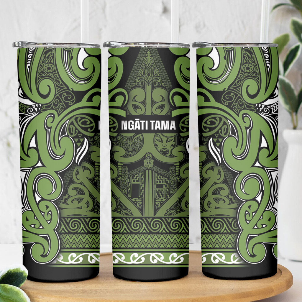 Aotearoa Iwi Ngāti Tama ki Taranaki Trust Skinny Tumbler Maori Wharenui House Tribal Pattern LT9 - Polynesian Pride