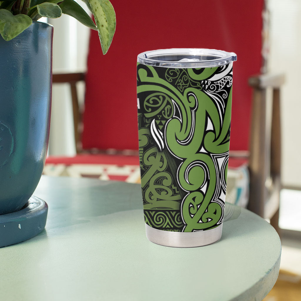 Aotearoa Iwi Ngāti Tama ki Taranaki Trust Tumbler Cup Maori Wharenui House Tribal Pattern LT9 - Polynesian Pride