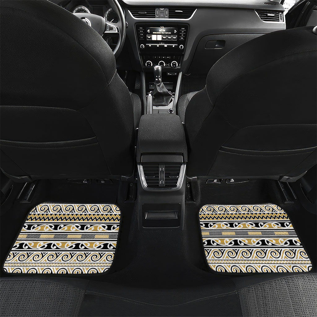 Aotearoa Iwi Ngāti Tama ki Te Waipounamu Trust Car Mats Maori Wharenui House Tribal Pattern LT9 Set 2pcs - Back Gold - Polynesian Pride