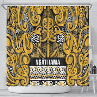 Aotearoa Iwi Ngāti Tama ki Te Waipounamu Trust Shower Curtain Maori Wharenui House Tribal Pattern LT9 - Polynesian Pride