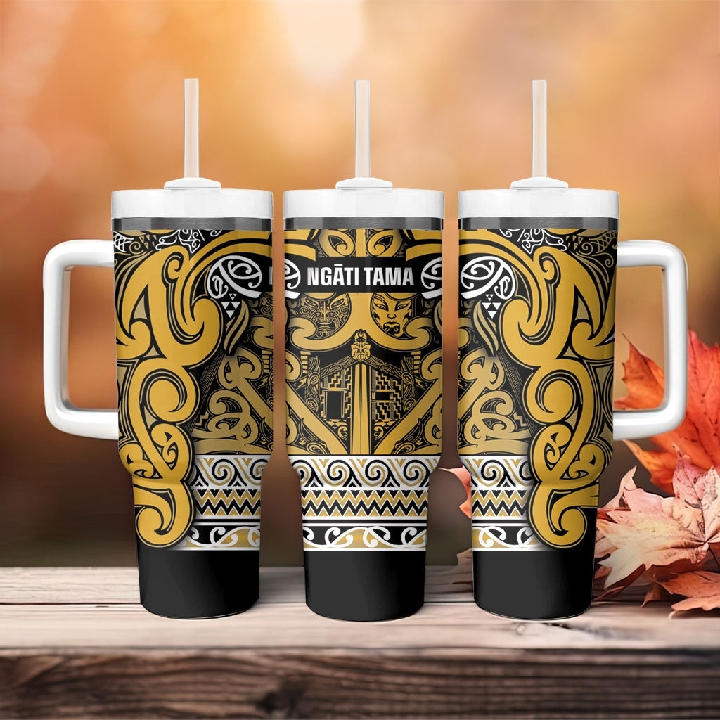 Aotearoa Iwi Ngāti Tama ki Te Waipounamu Trust Tumbler With Handle Maori Wharenui House Tribal Pattern LT9 - Polynesian Pride