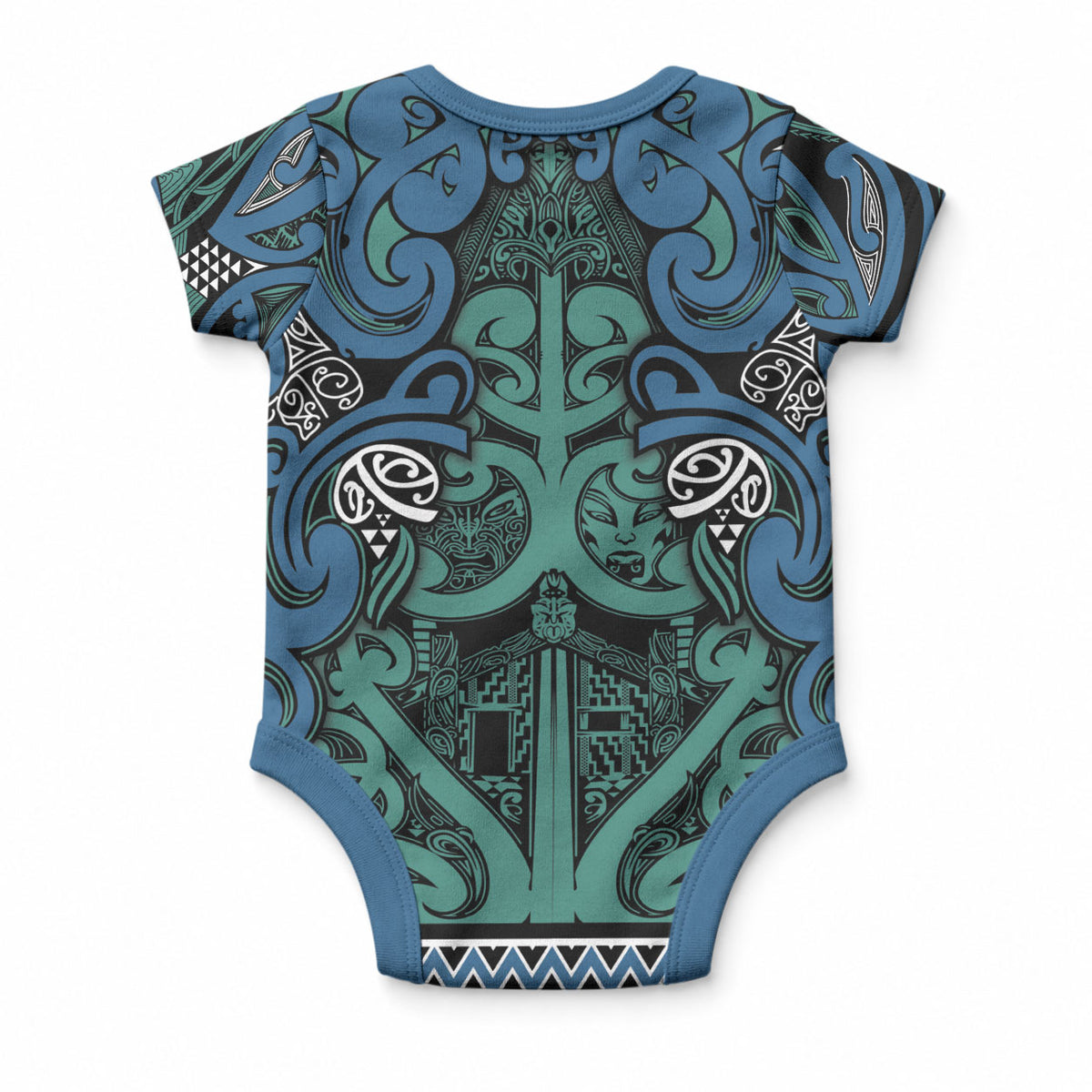 Aotearoa Iwi Ngati Mutunga Baby Onesie Maori Wharenui House Tribal Pattern