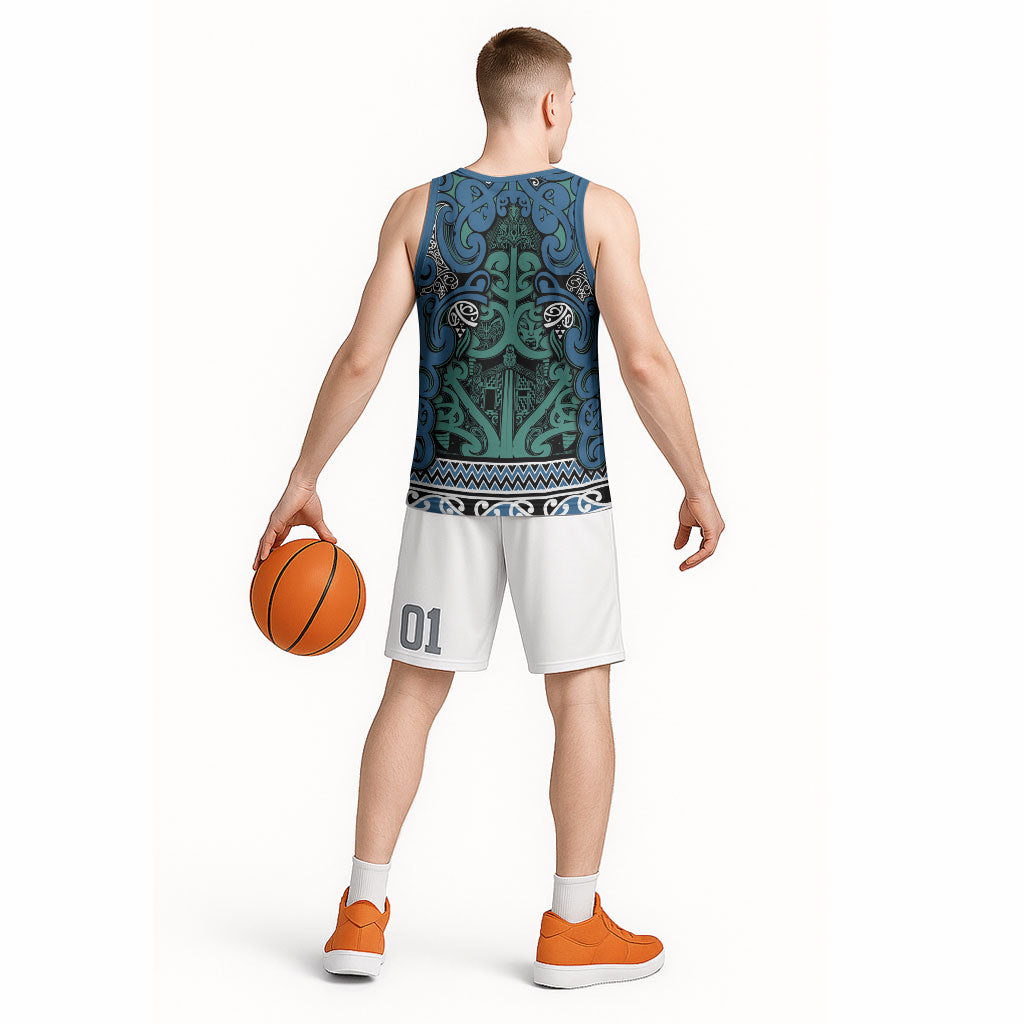 Aotearoa Iwi Ngati Mutunga Basketball Jersey Maori Wharenui House Tribal Pattern LT9 - Polynesian Pride