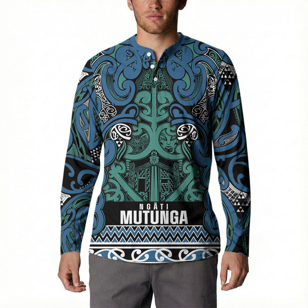 Aotearoa Iwi Ngati Mutunga Button Sweatshirt Maori Wharenui House Tribal Pattern LT9 - Polynesian Pride