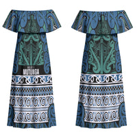 Aotearoa Iwi Ngati Mutunga Couples Matching Off Shoulder Maxi Dress and Long Sleeve Button Shirt Maori Wharenui House Tribal Pattern LT9 - Polynesian Pride