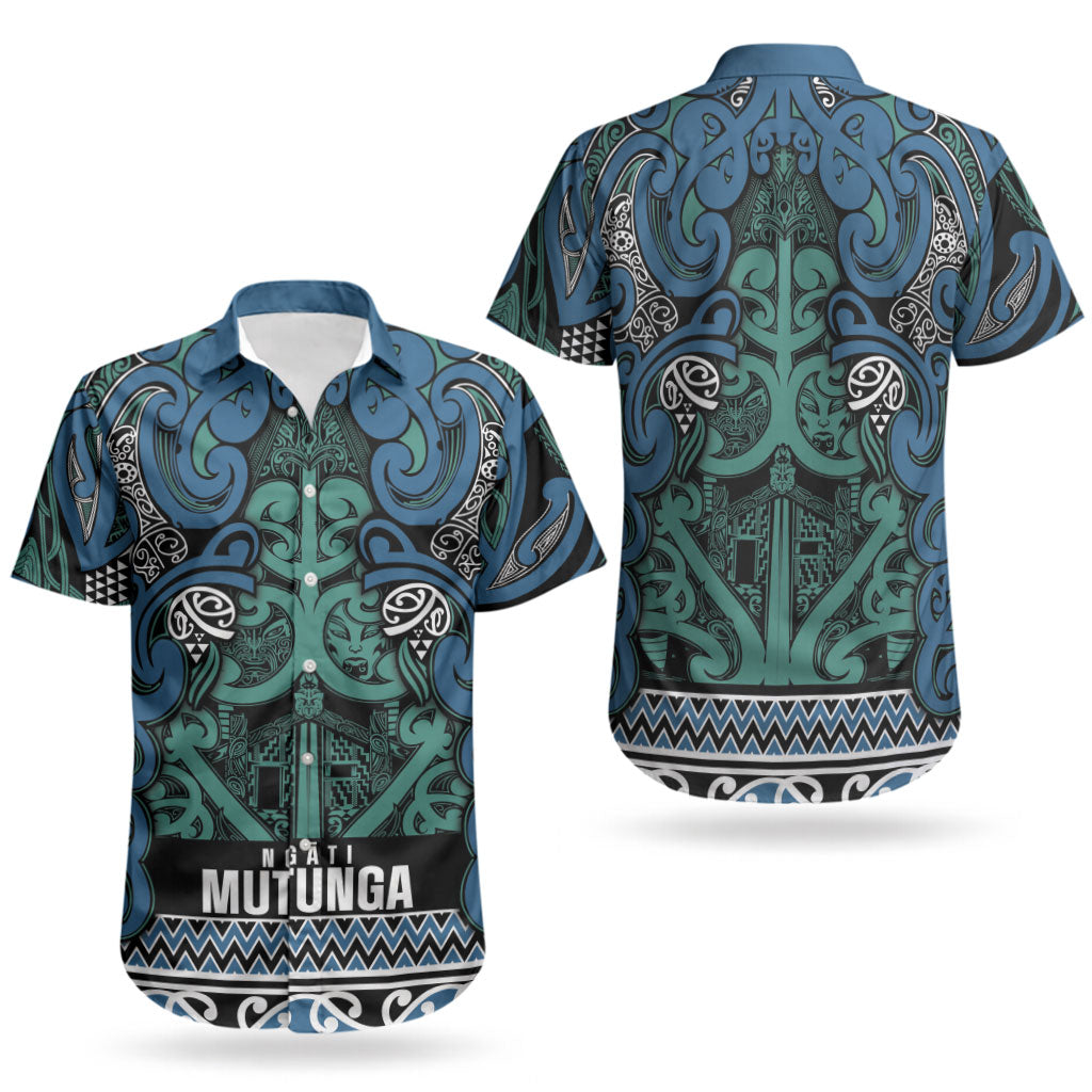 Aotearoa Iwi Ngati Mutunga Couples Matching Off The Shoulder Long Sleeve Dress and Hawaiian Shirt Maori Wharenui House Tribal Pattern LT9 - Polynesian Pride