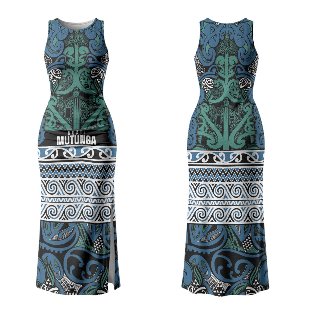 Aotearoa Iwi Ngati Mutunga Couples Matching Tank Maxi Dress and Long Sleeve Button Shirt Maori Wharenui House Tribal Pattern LT9 - Polynesian Pride