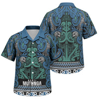 Aotearoa Iwi Ngati Mutunga Family Matching Off Shoulder Maxi Dress and Hawaiian Shirt Maori Wharenui House Tribal Pattern LT9 Son's Shirt Ocean Blue - Polynesian Pride