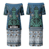 Aotearoa Iwi Ngati Mutunga Family Matching Puletasi and Hawaiian Shirt Maori Wharenui House Tribal Pattern LT9 Mom's Dress Ocean Blue - Polynesian Pride