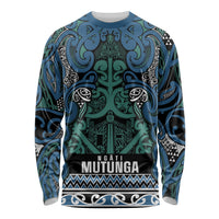 Aotearoa Iwi Ngati Mutunga Long Sleeve Shirt Maori Wharenui House Tribal Pattern LT9 Unisex Ocean Blue - Polynesian Pride