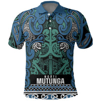 Aotearoa Iwi Ngati Mutunga Polo Shirt Maori Wharenui House Tribal Pattern LT9 Ocean Blue - Polynesian Pride