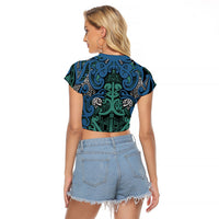 Aotearoa Iwi Ngati Mutunga Raglan Cropped T Shirt Maori Wharenui House Tribal Pattern LT9 - Polynesian Pride