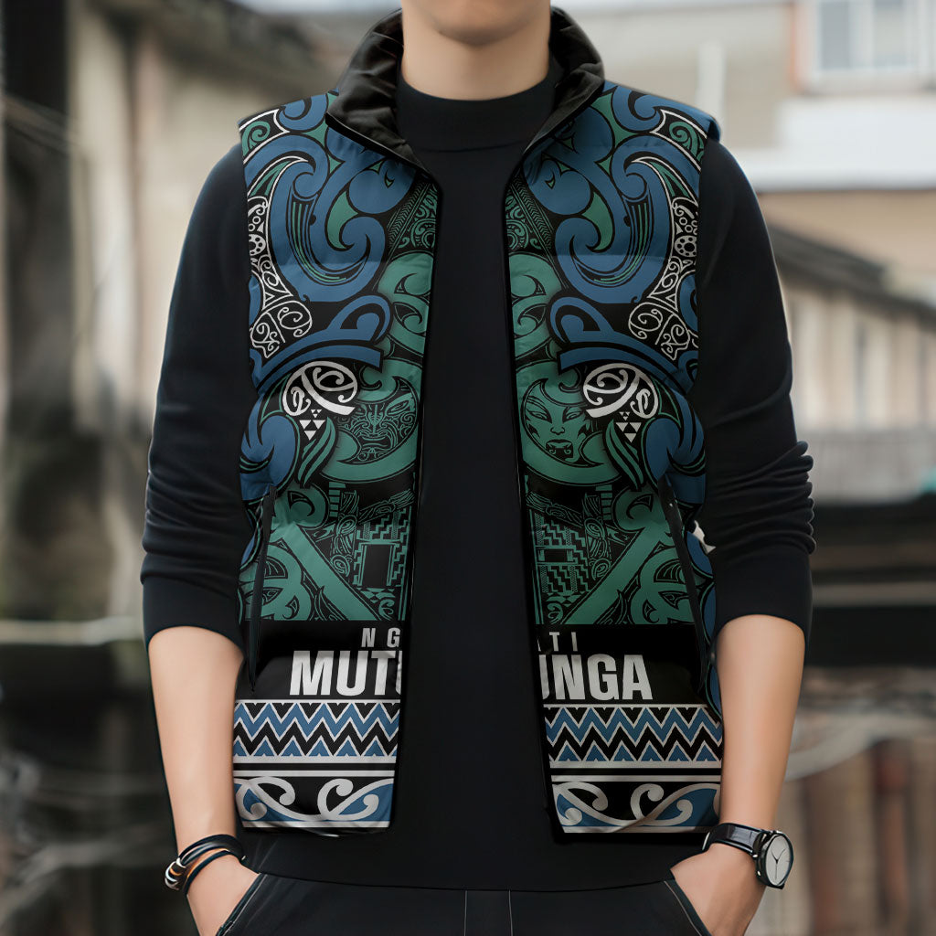 Aotearoa Iwi Ngati Mutunga Sleeveless Puffer Jacket Maori Wharenui House Tribal Pattern LT9 - Polynesian Pride