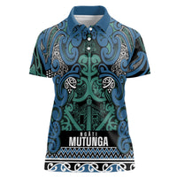 Aotearoa Iwi Ngati Mutunga Women Polo Shirt Maori Wharenui House Tribal Pattern LT9 Female Ocean Blue - Polynesian Pride