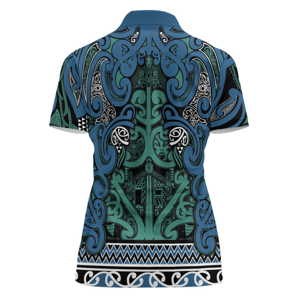 Aotearoa Iwi Ngati Mutunga Women Polo Shirt Maori Wharenui House Tribal Pattern LT9 - Polynesian Pride
