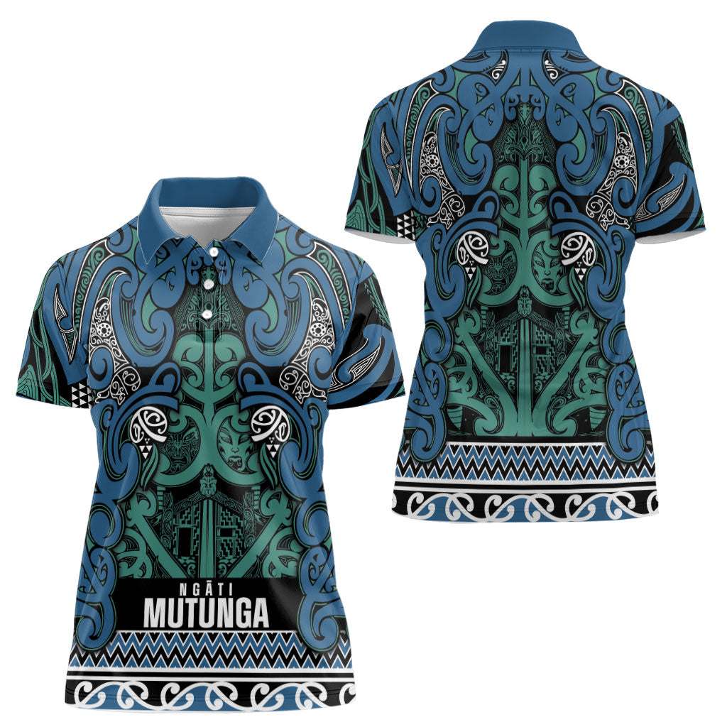 Aotearoa Iwi Ngati Mutunga Women Polo Shirt Maori Wharenui House Tribal Pattern LT9 - Polynesian Pride