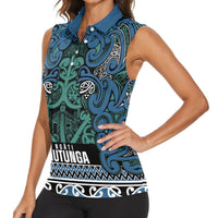 Aotearoa Iwi Ngati Mutunga Women Sleeveless Polo Shirt Maori Wharenui House Tribal Pattern LT9 - Polynesian Pride