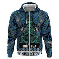 Aotearoa Iwi Ngati Mutunga Zip Hoodie Maori Wharenui House Tribal Pattern LT9 Zip Hoodie Ocean Blue - Polynesian Pride