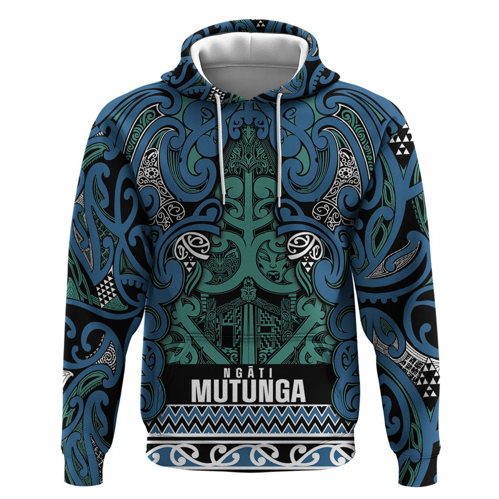 Aotearoa Iwi Ngati Mutunga Zip Hoodie Maori Wharenui House Tribal Pattern LT9 Pullover Hoodie Ocean Blue - Polynesian Pride