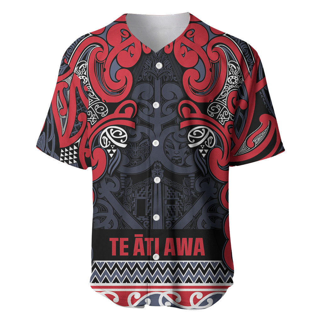 Aotearoa Iwi Te ati Awa Baseball Jersey Maori Wharenui House Tribal Pattern LT9 Bright Red - Polynesian Pride