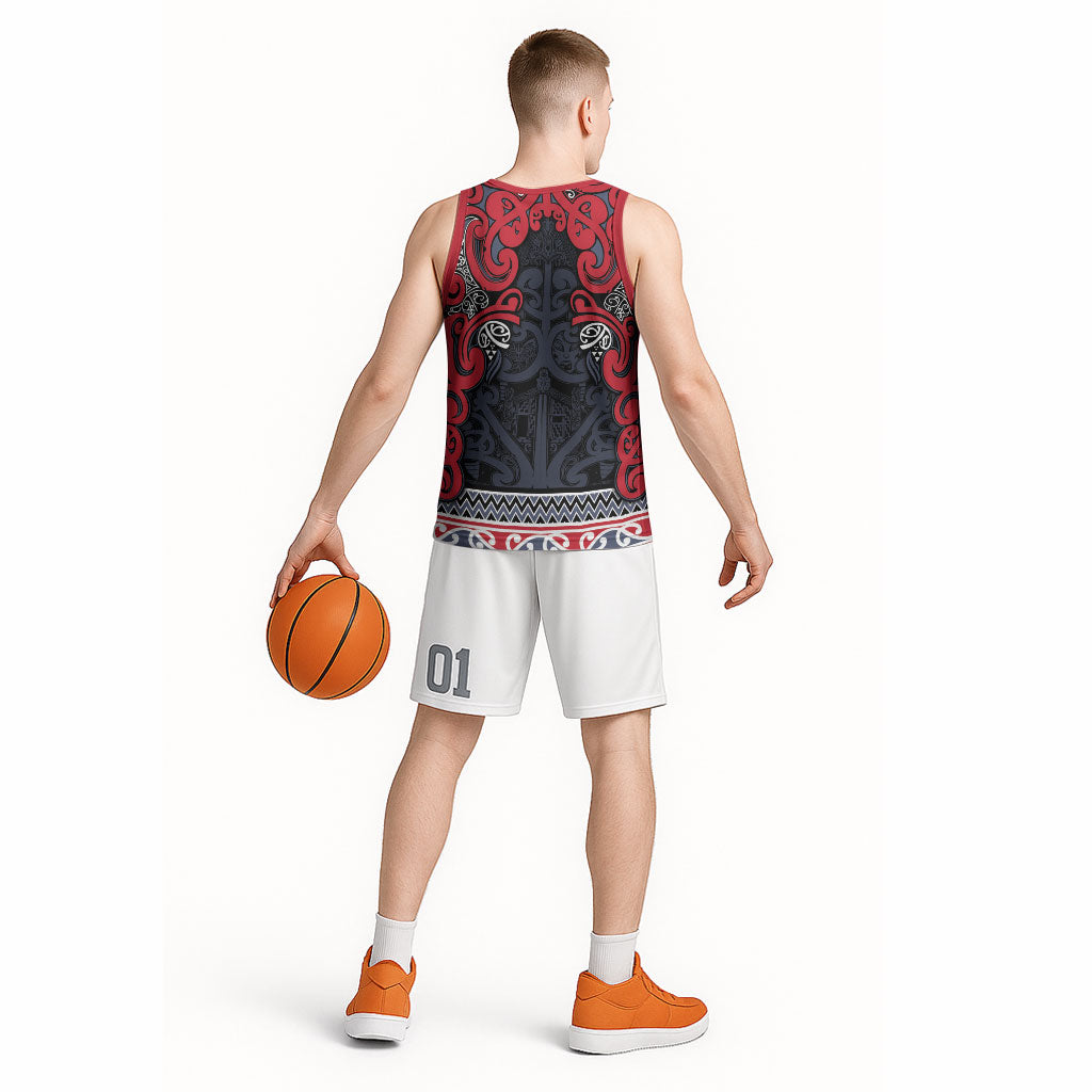 Aotearoa Iwi Te ati Awa Basketball Jersey Maori Wharenui House Tribal Pattern LT9 - Polynesian Pride