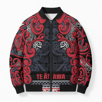 Aotearoa Iwi Te ati Awa Bomber Puffer Jacket Maori Wharenui House Tribal Pattern LT9 Unisex Bright Red - Polynesian Pride