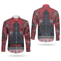 Aotearoa Iwi Te ati Awa Couples Matching Short Sleeve Bodycon Dress and Long Sleeve Button Shirt Maori Wharenui House Tribal Pattern LT9 - Polynesian Pride