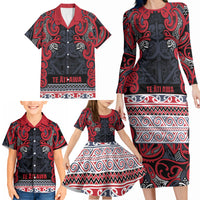 Aotearoa Iwi Te ati Awa Family Matching Long Sleeve Bodycon Dress and Hawaiian Shirt Maori Wharenui House Tribal Pattern LT9 - Polynesian Pride