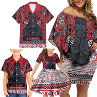 Aotearoa Iwi Te ati Awa Family Matching Off Shoulder Short Dress and Hawaiian Shirt Maori Wharenui House Tribal Pattern LT9 - Polynesian Pride