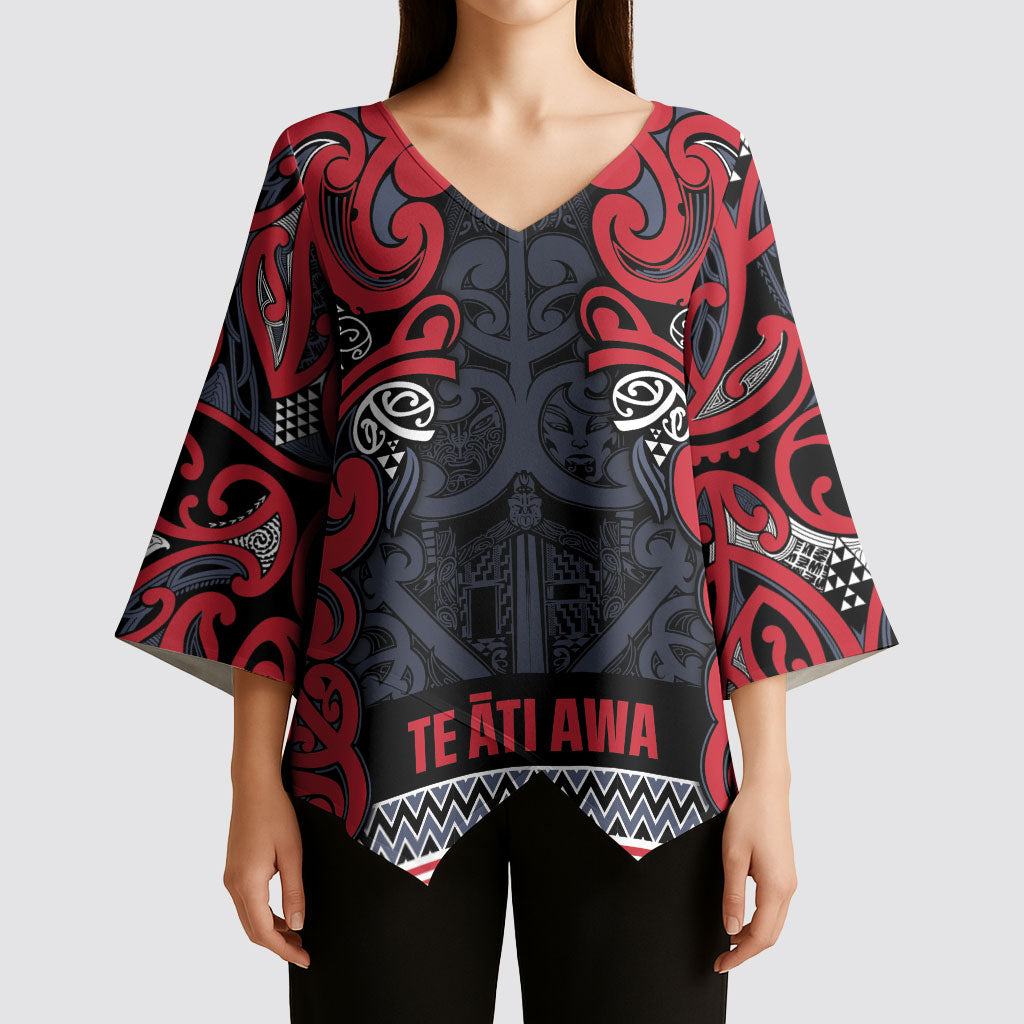 Aotearoa Iwi Te ati Awa Kimono Sleeve Blouse Maori Wharenui House Tribal Pattern LT9 - Polynesian Pride