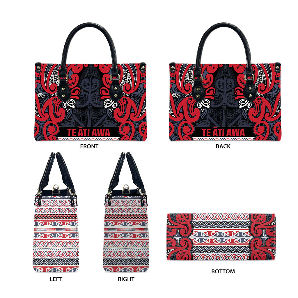 Aotearoa Iwi Te ati Awa Leather Bag Maori Wharenui House Tribal Pattern LT9 - Polynesian Pride